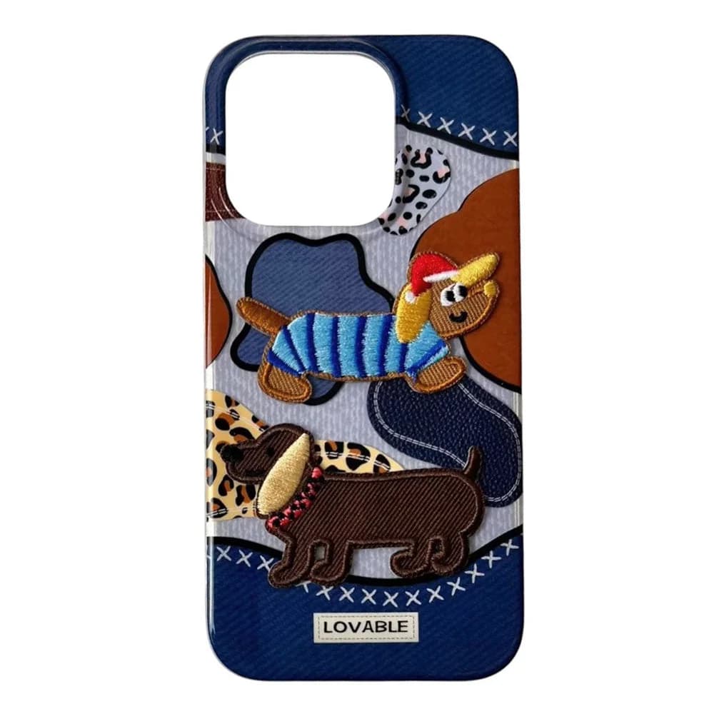 Dachshund Embroidery iPhone Case — view 1 Dachshund Embroidery iPhone Case — view 1