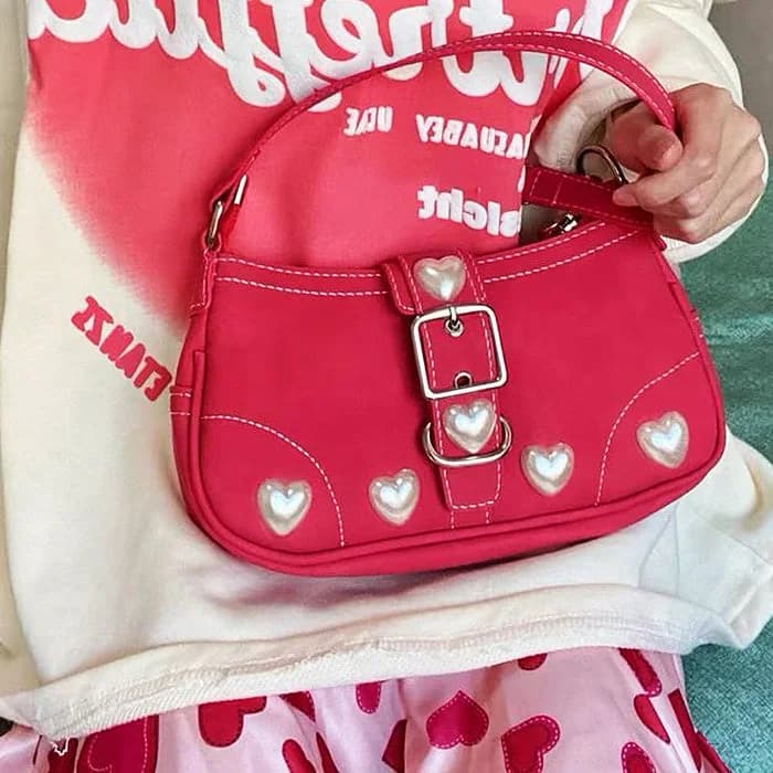 Y2K Pearl Heart Bag — view 2 Y2K Pearl Heart Bag — view 2