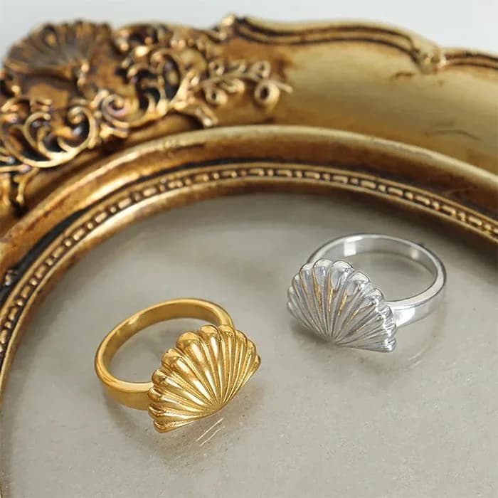 Minimalist Aesthetic Shell Ring — view 2 Minimalist Aesthetic Shell Ring — view 2