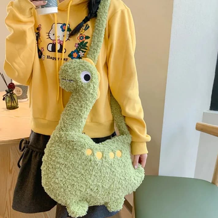 Green Dinosaur Plush Crossbody Bag — view 2 Green Dinosaur Plush Crossbody Bag — view 2