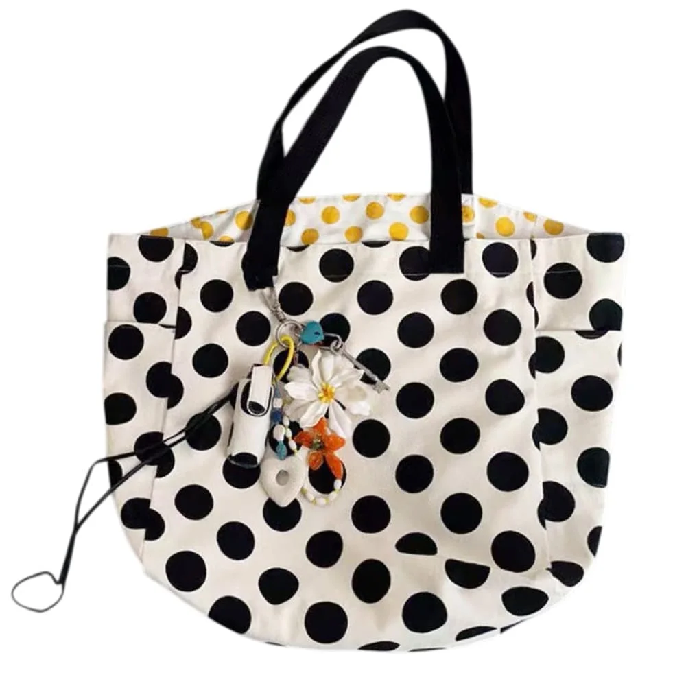 Polka Dot Canvas Shopper Bag — view 1 Polka Dot Canvas Shopper Bag — view 1