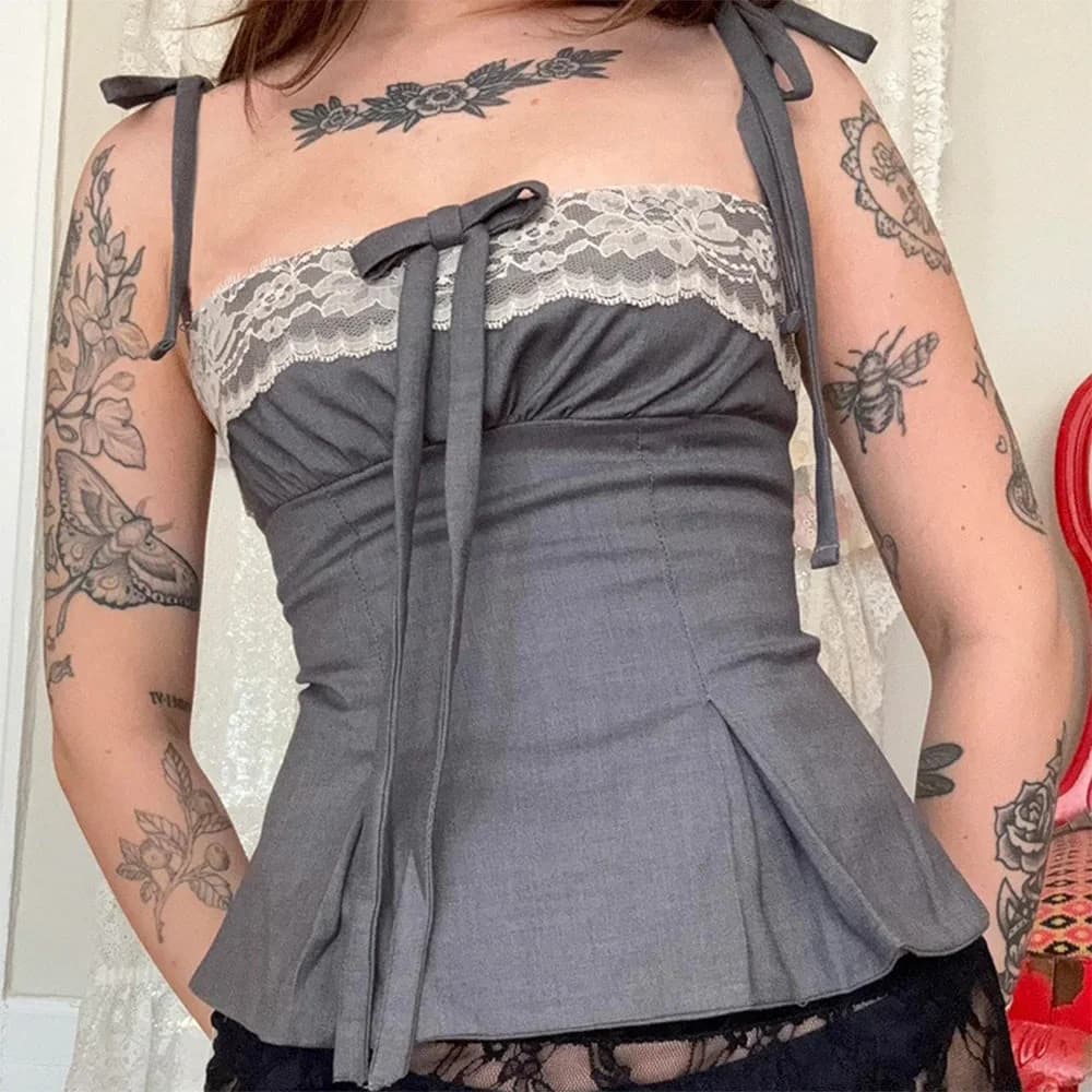Coquette Ruched Bow Tie Top — view 2 Coquette Ruched Bow Tie Top — view 2