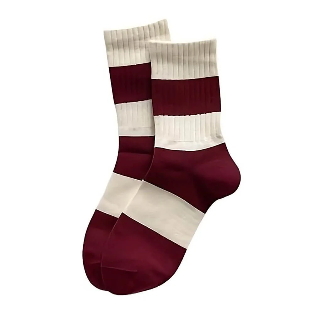 Red & Beige Striped Socks — view 2 Red & Beige Striped Socks — view 2