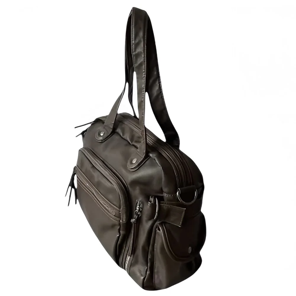 Brown Multi Pocket Shoulder Bag — view 2 Brown Multi Pocket Shoulder Bag — view 2