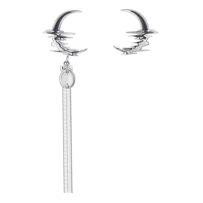 Moon Asymmetric Earrings — view 1 Moon Asymmetric Earrings — view 1