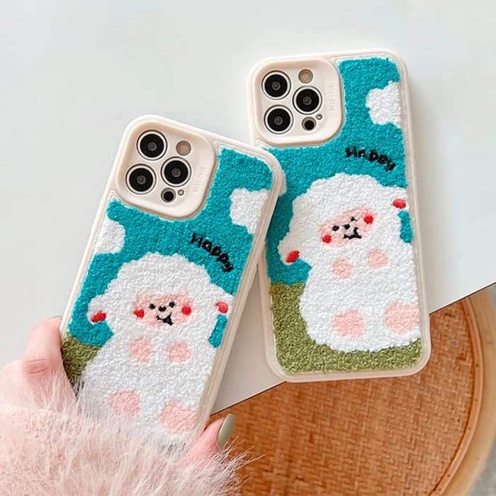 Happy Sheep Embroidery iPhone Case — view 2 Happy Sheep Embroidery iPhone Case — view 2