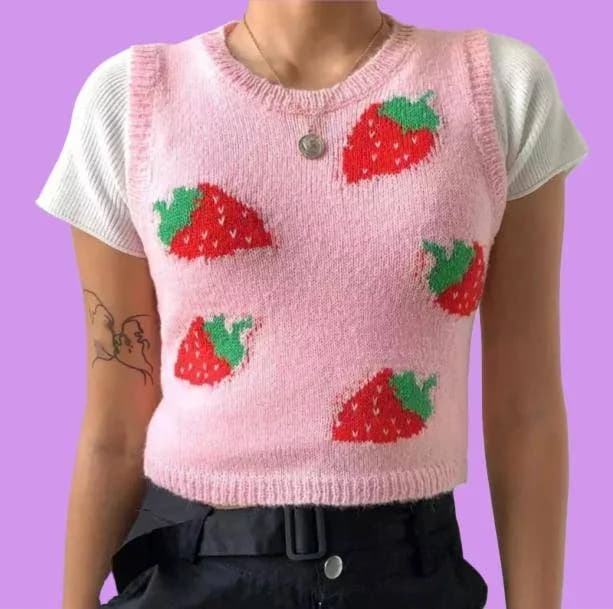 Strawberry Sleeveless Sweater — view 2 Strawberry Sleeveless Sweater — view 2
