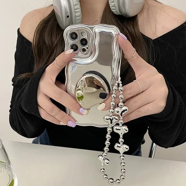 Silver Bead Chain iPhone Case — view 1 Silver Bead Chain iPhone Case — view 1
