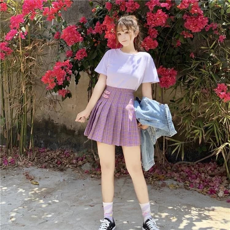 Purple Preppy Mini Skirt — view 2 Purple Preppy Mini Skirt — view 2