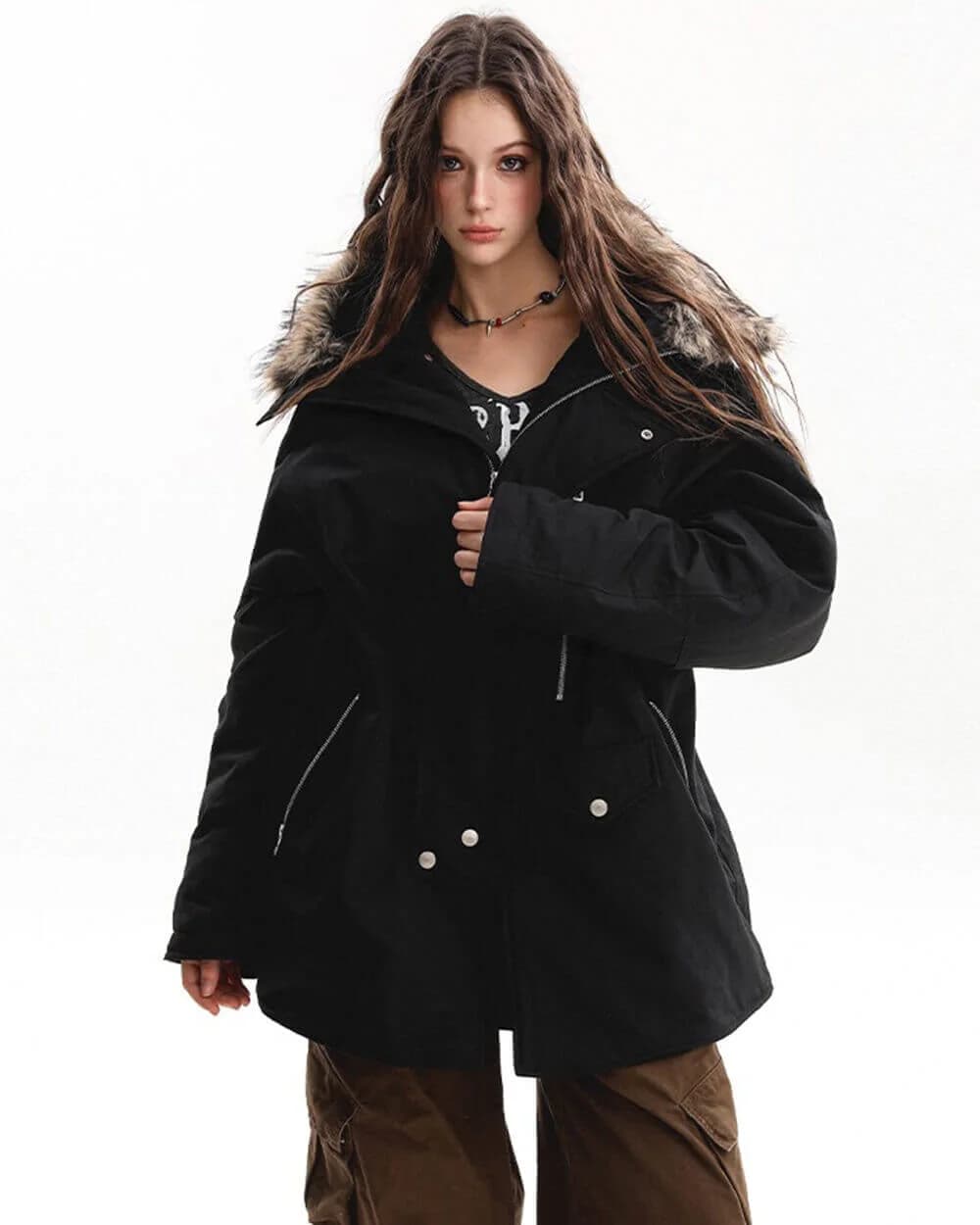 Bad Reputation Fur Trim Parka — view 2 Bad Reputation Fur Trim Parka — view 2