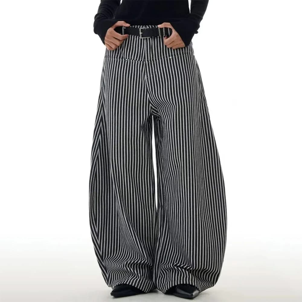 Dark Academia Stripe Wide-Leg Pants — view 2 Dark Academia Stripe Wide-Leg Pants — view 2