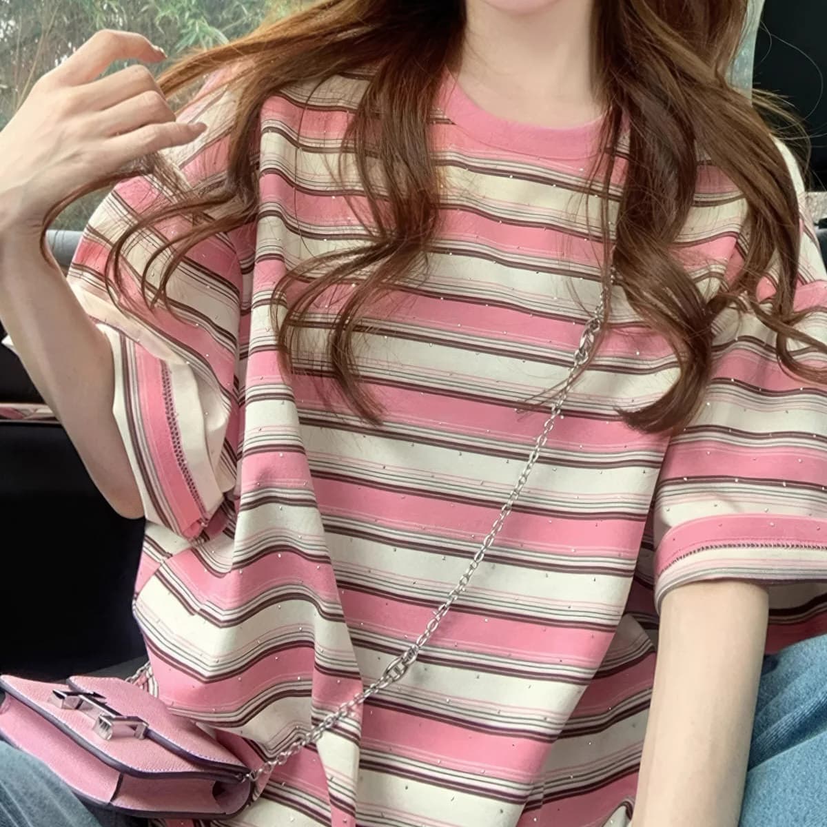 Pretty Please Pink Stripe T-Shirt — view 2 Pretty Please Pink Stripe T-Shirt — view 2