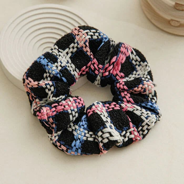Grid Tweed Scrunchie — view 2 Grid Tweed Scrunchie — view 2