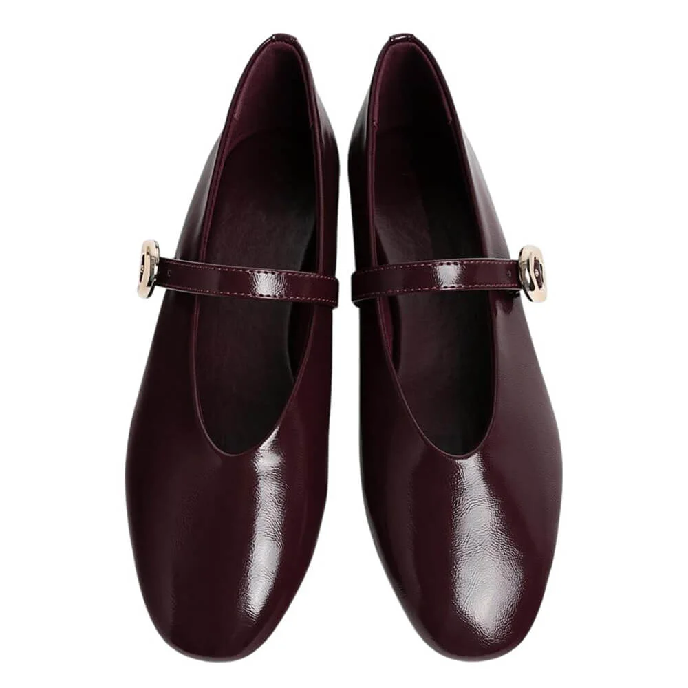Wine Red Strap Ballet Flats — view 2 Wine Red Strap Ballet Flats — view 2