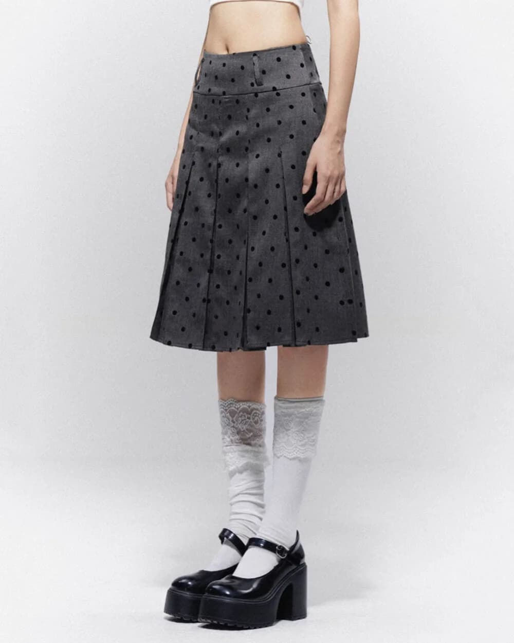 Gossip Team Polka Dot Pleated Skirt — view 2 Gossip Team Polka Dot Pleated Skirt — view 2