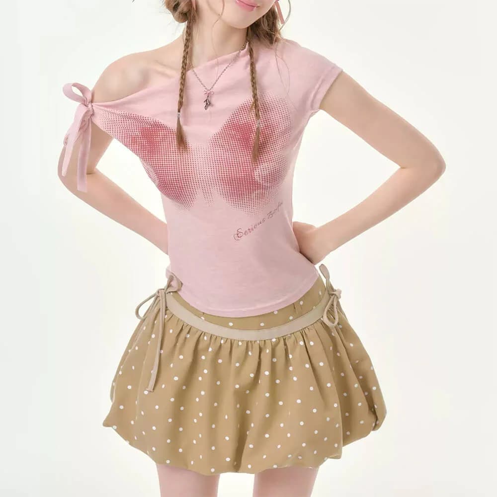 Pink Butterfly Asymmetrical Top — view 3 Pink Butterfly Asymmetrical Top — view 3