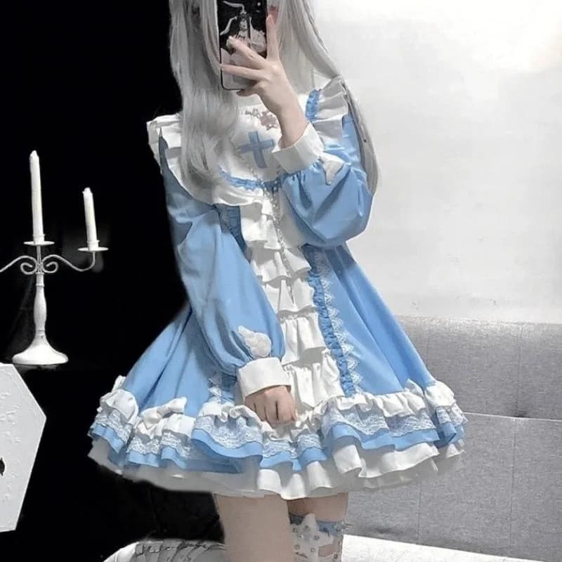 Hail Mary Ruffled Blue Dress — view 2 Hail Mary Ruffled Blue Dress — view 2