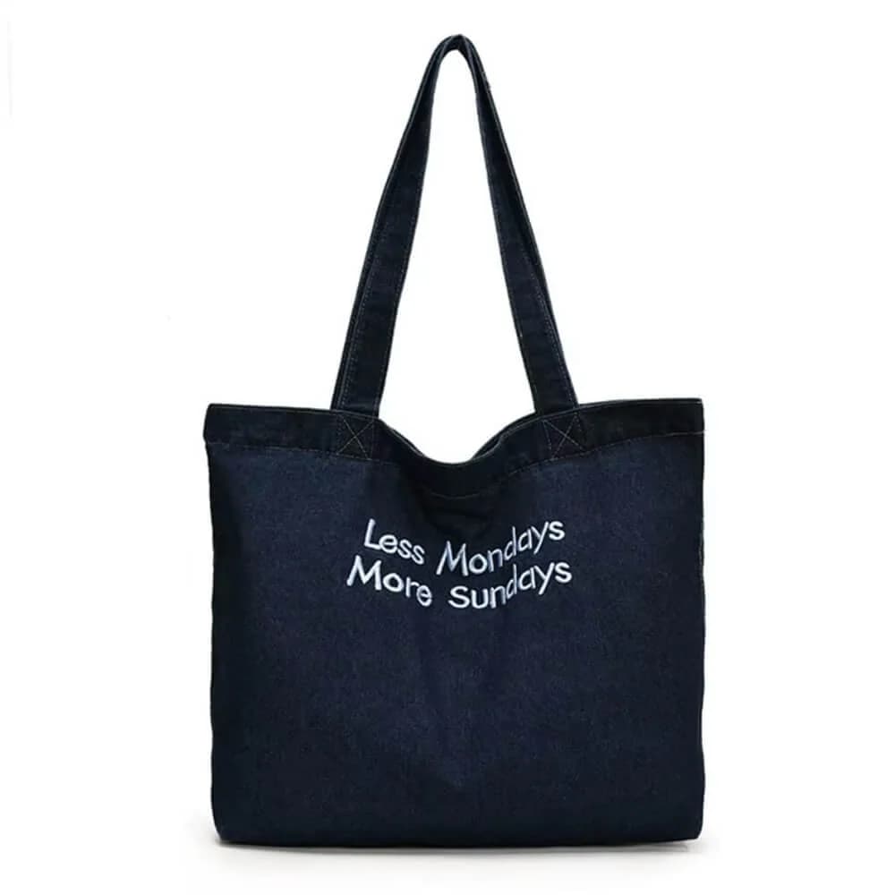 Less Mondays More Sundays Denim Bag — view 2 Less Mondays More Sundays Denim Bag — view 2