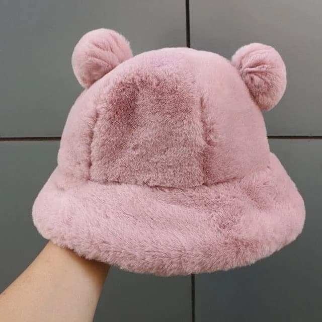 Fluffy Teddy Ears Bucket Hat — view 2 Fluffy Teddy Ears Bucket Hat — view 2