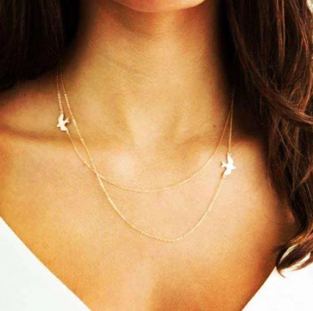 Double Layer Bird Necklace — view 2 Double Layer Bird Necklace — view 2