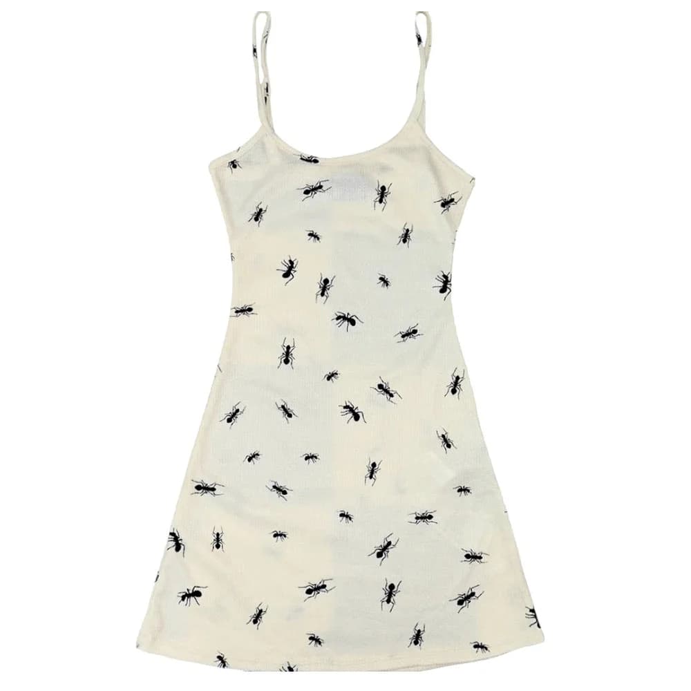 All Over Ant Print Ribbed Slip Dress — view 2 All Over Ant Print Ribbed Slip Dress — view 2