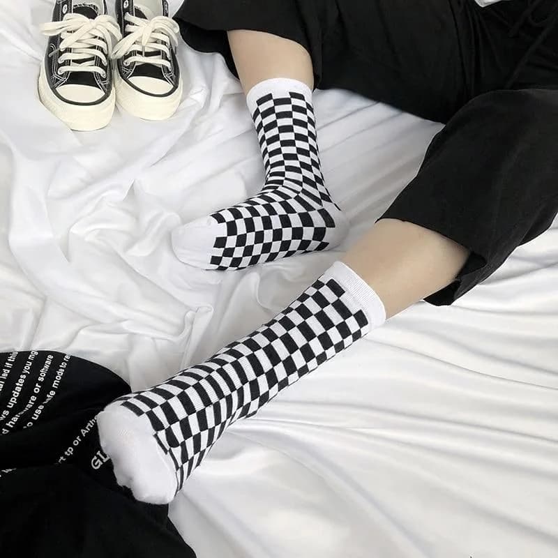Kawaii Checkered Socks — view 1 Kawaii Checkered Socks — view 1