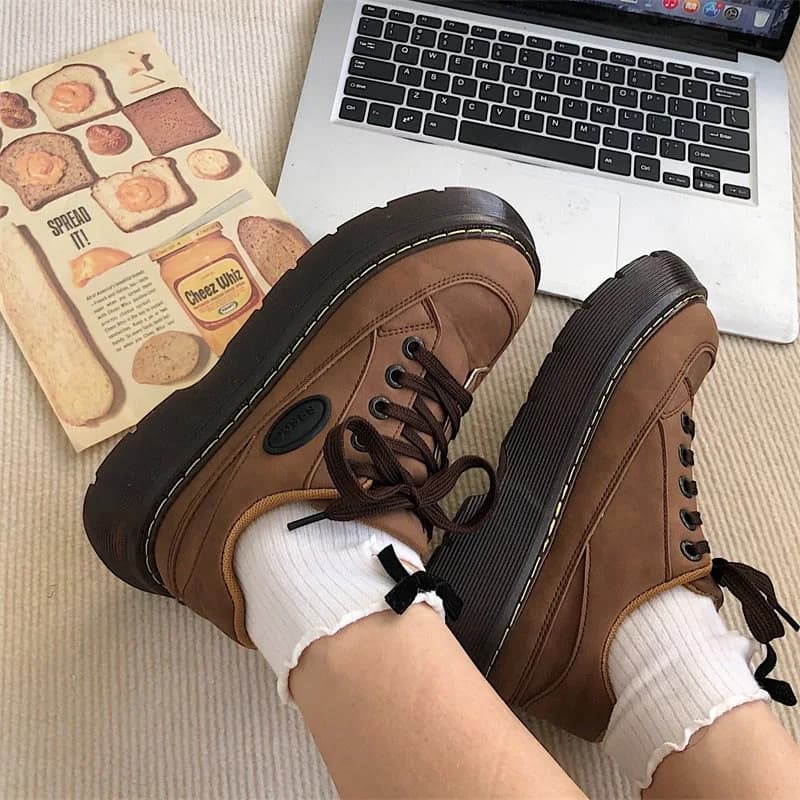 Brown Aesthetic Platform Oxford Shoes — view 3 Brown Aesthetic Platform Oxford Shoes — view 3