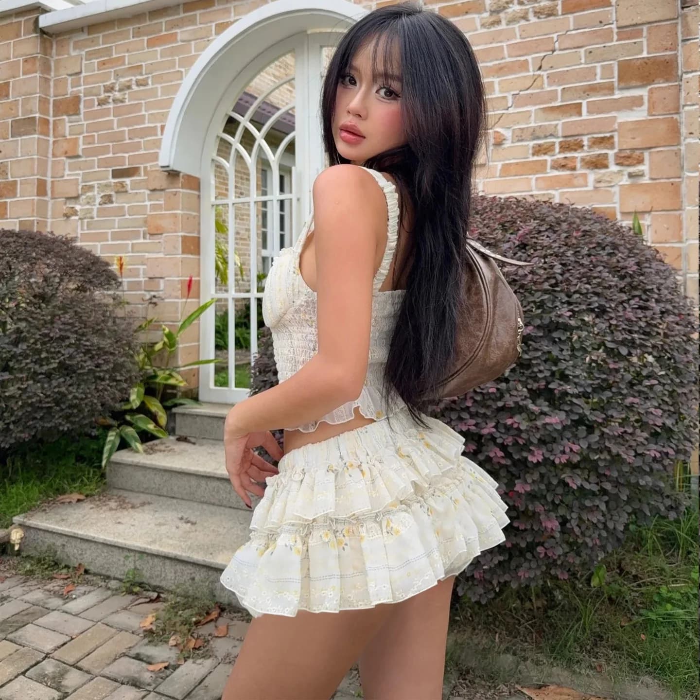Floral Ruffle Tank Top & Skirt Two Piece Set — view 2 Floral Ruffle Tank Top & Skirt Two Piece Set — view 2