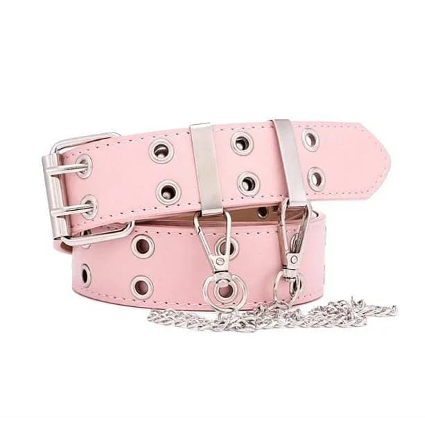 Edgy Double Hole Chain Belt — view 1 Edgy Double Hole Chain Belt — view 1