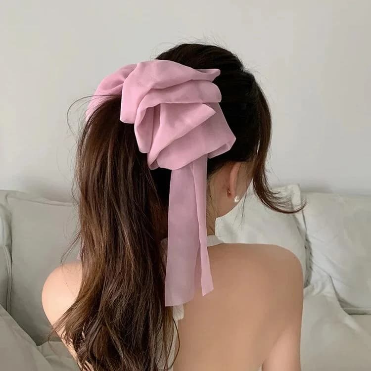 Large Chiffon Barrette Bow — view 1 Large Chiffon Barrette Bow — view 1