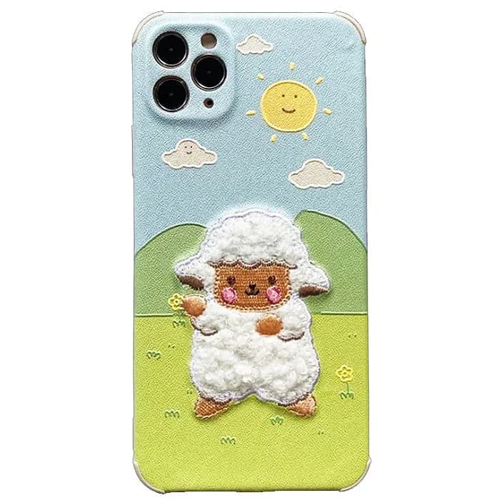 Sheep Embroidery iPhone Case — view 1 Sheep Embroidery iPhone Case — view 1