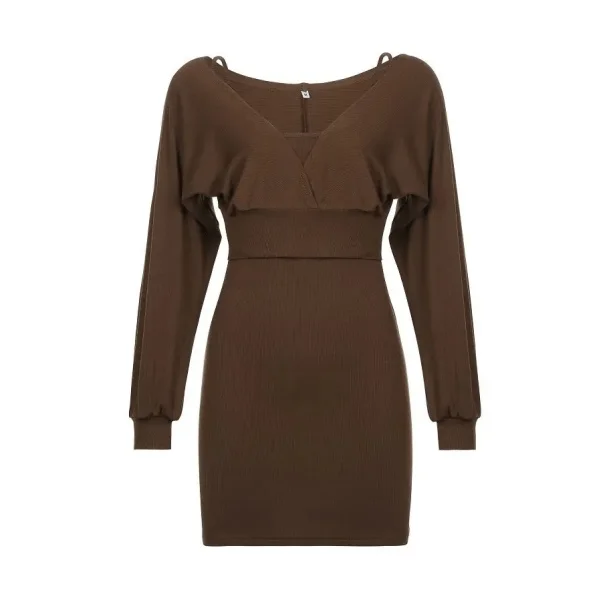 Brown Knitted Mini Dress — view 1 Brown Knitted Mini Dress — view 1
