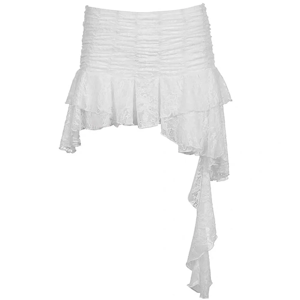 Asymmetrical White Lace Skirt — view 1 Asymmetrical White Lace Skirt — view 1