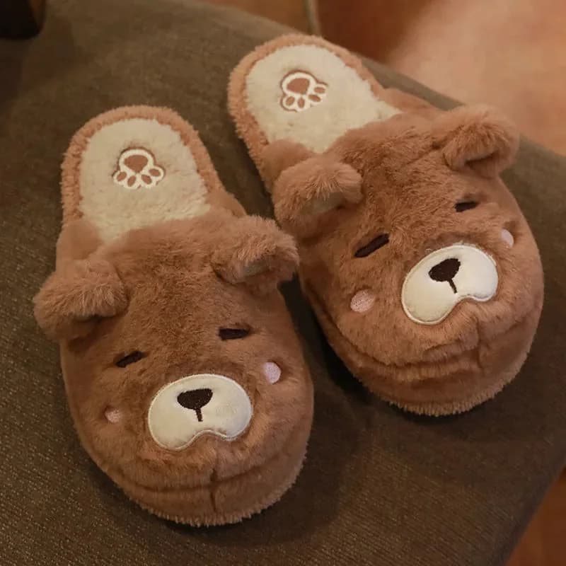 Fuzzy Teddy Bear Slippers — view 1 Fuzzy Teddy Bear Slippers — view 1