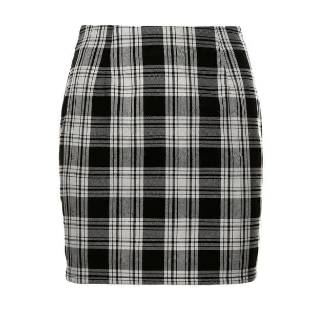 Black And White Plaid Mini Skirt — view 1 Black And White Plaid Mini Skirt — view 1