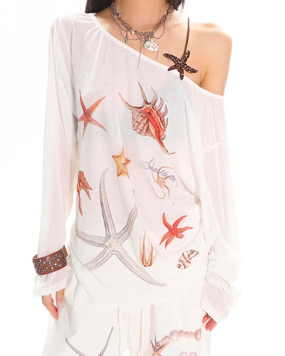 Mermaid Aesthetic Off-Shoulder Top — view 2 Mermaid Aesthetic Off-Shoulder Top — view 2