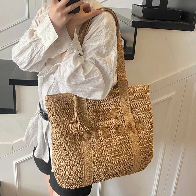 Woven Straw Tote Bag — view 1 Woven Straw Tote Bag — view 1