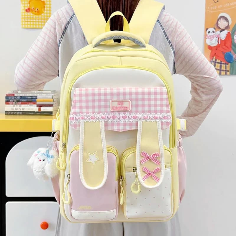Gingham Bow Star Pocket Backpack — view 2 Gingham Bow Star Pocket Backpack — view 2