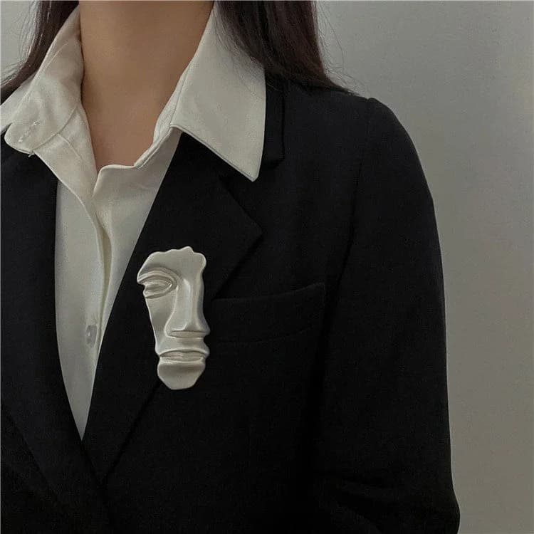 Artsy Face Vintage Aesthetic Brooch — view 2 Artsy Face Vintage Aesthetic Brooch — view 2