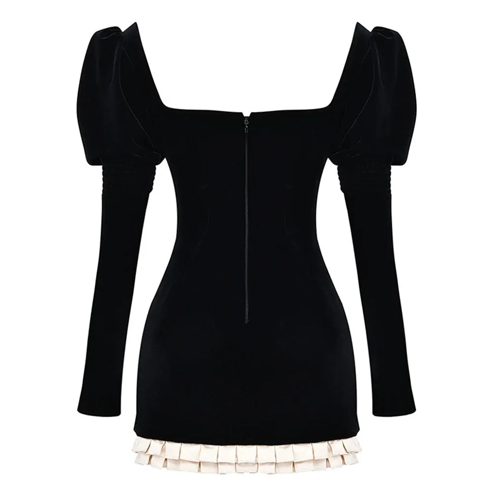 French Maid Ruched Velvet Mini Dress — view 3 French Maid Ruched Velvet Mini Dress — view 3