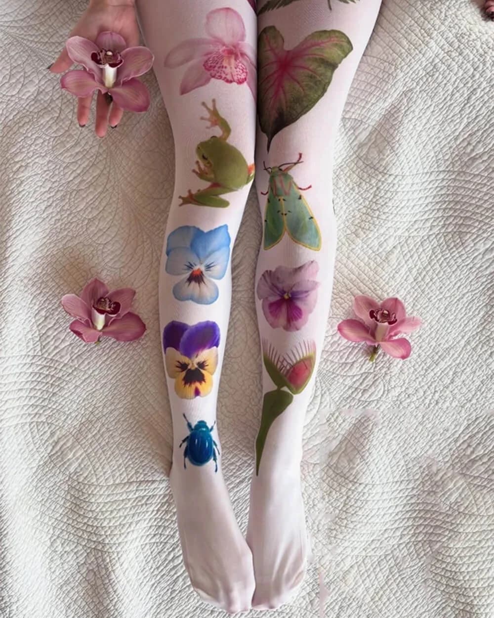 Fairycore Aesthetic Patterned Tights — view 2 Fairycore Aesthetic Patterned Tights — view 2