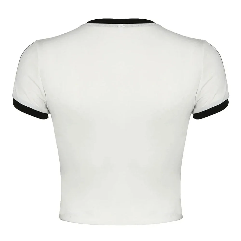 Bow Embroidery Y2K Crop Top — view 2 Bow Embroidery Y2K Crop Top — view 2