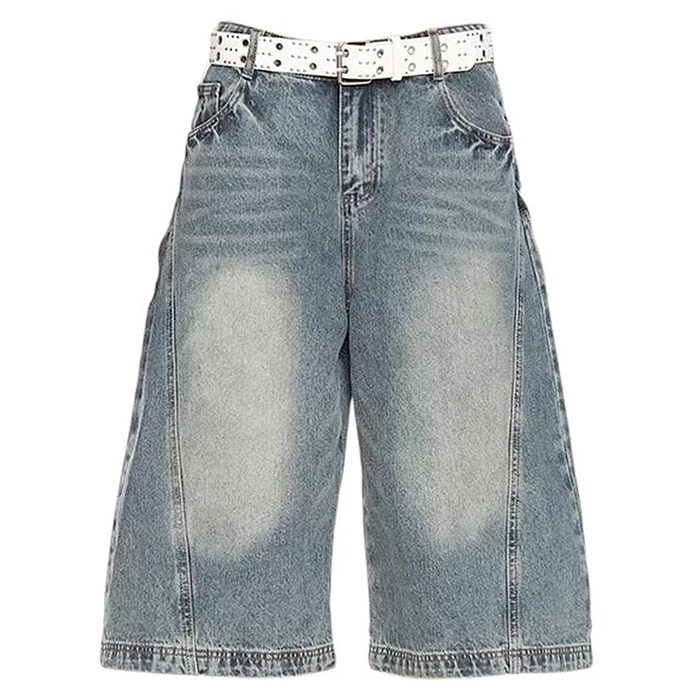 Wide Leg Vintage Wash Culotte Jeans — view 1 Wide Leg Vintage Wash Culotte Jeans — view 1