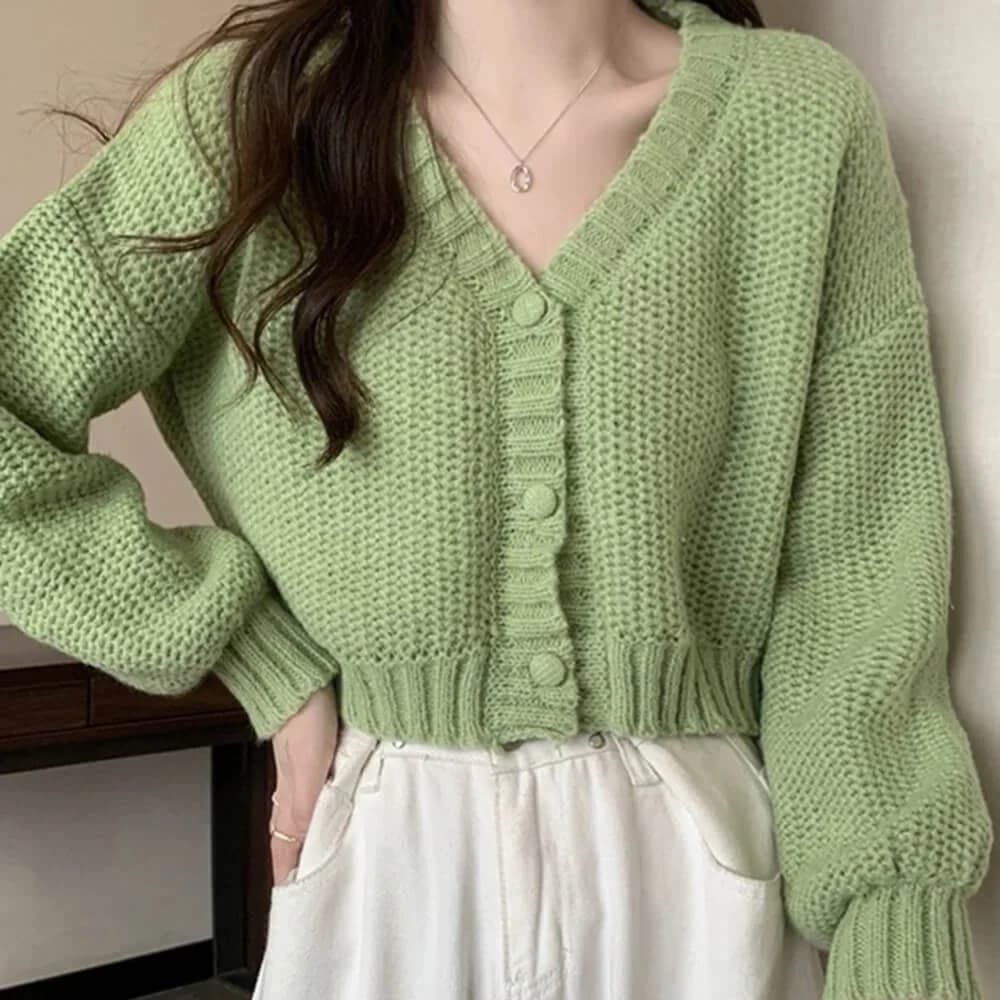 Danish Pastel Cropped Cardigan — view 3 Danish Pastel Cropped Cardigan — view 3