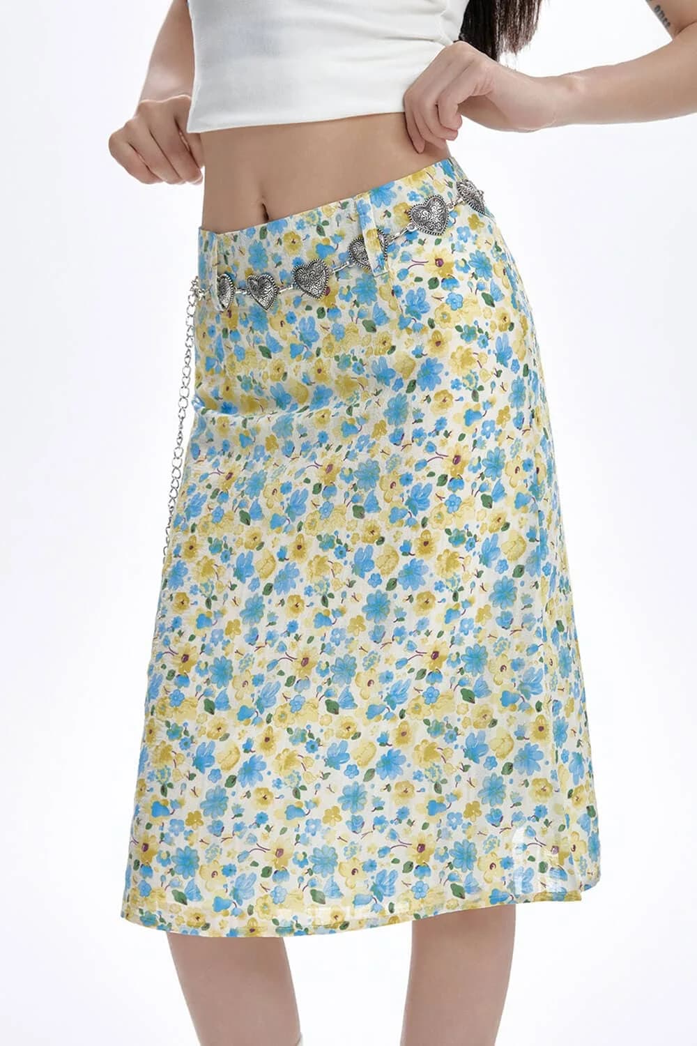Spring Garden Floral Print Skirt — view 2 Spring Garden Floral Print Skirt — view 2