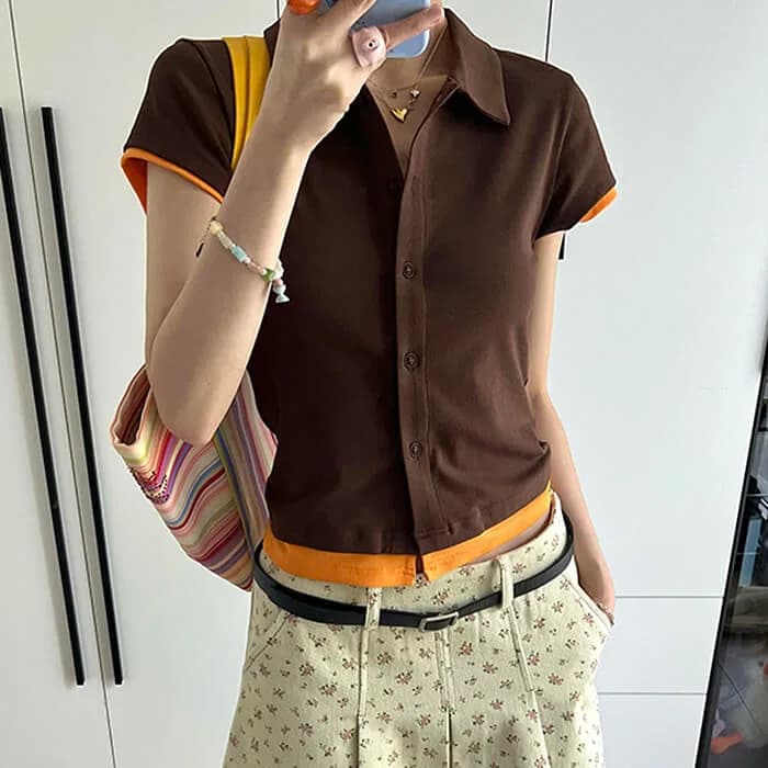 Saturday School Button-Up Polo Tee — view 2 Saturday School Button-Up Polo Tee — view 2