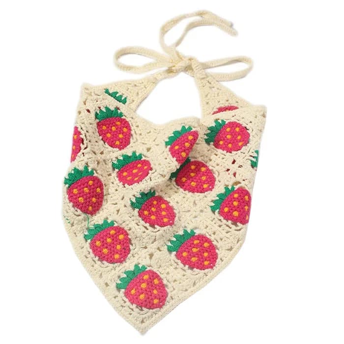 Strawberry Crochet Hair Scarf — view 2 Strawberry Crochet Hair Scarf — view 2