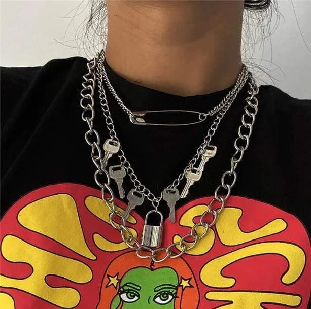 Layered Lock and Key Necklaces — view 2 Layered Lock and Key Necklaces — view 2