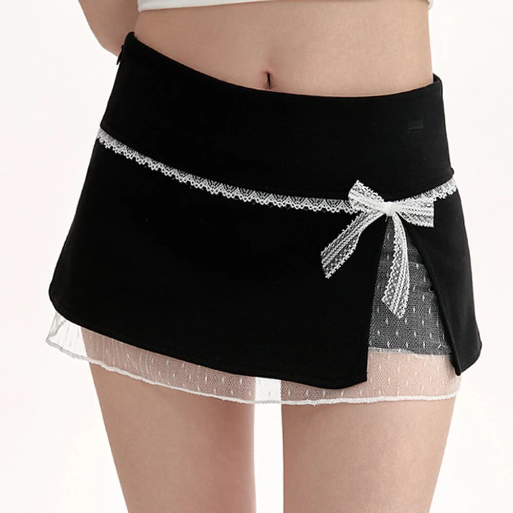 Coquette Aesthetic Lace Bow Skort — view 1 Coquette Aesthetic Lace Bow Skort — view 1