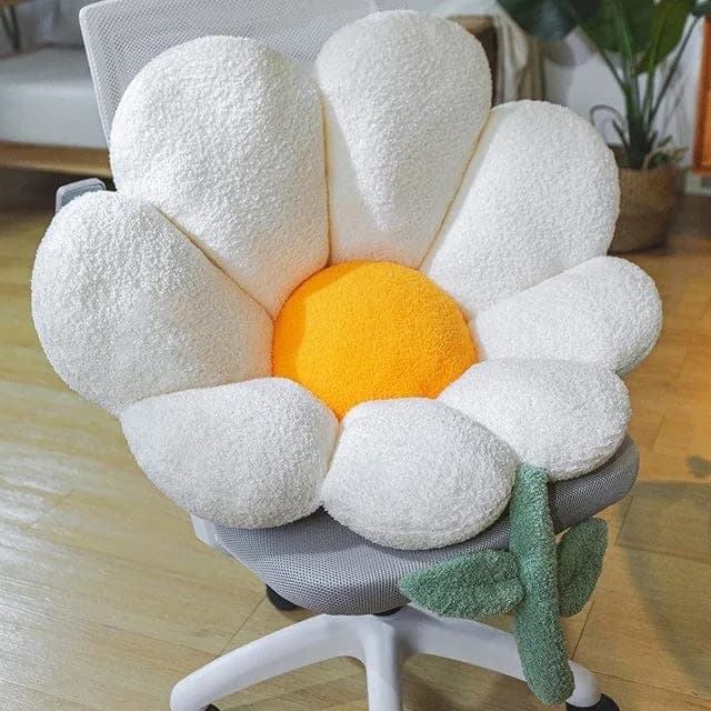 Pastel Flower Daisy Plush Chair Cushion Pillow — view 1 Pastel Flower Daisy Plush Chair Cushion Pillow — view 1